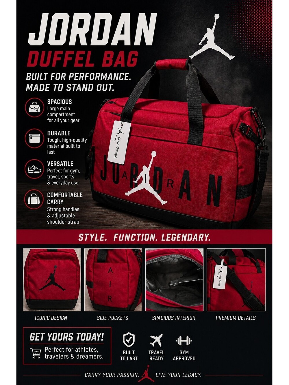 Jordan Brand Duffle NWT BRED